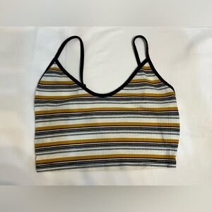 SHEIN Yellow and Black Striped Crop Top